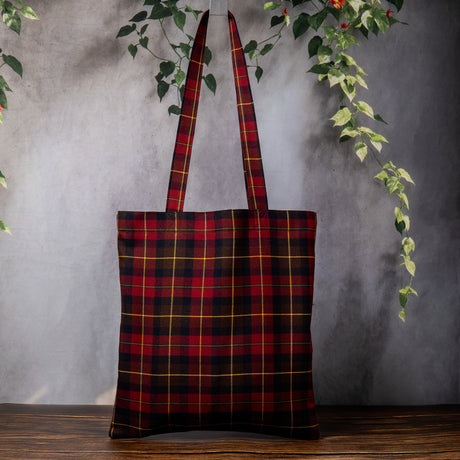 Handmade Scottish Terrier Tote Bag with Tartan Back